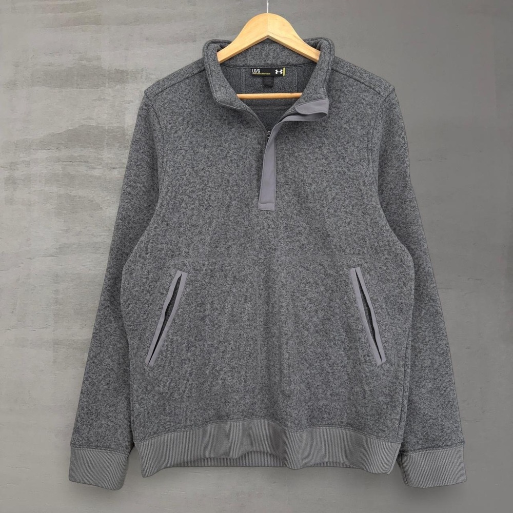 Under Armour Specialist Henley 2.0 Sweater Gray Fleece Pullover Large‎